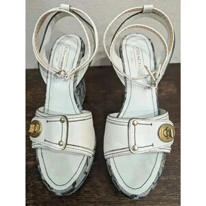 White & blue brand wedge sandals Coach, 8.5 w/replacement ankle straps